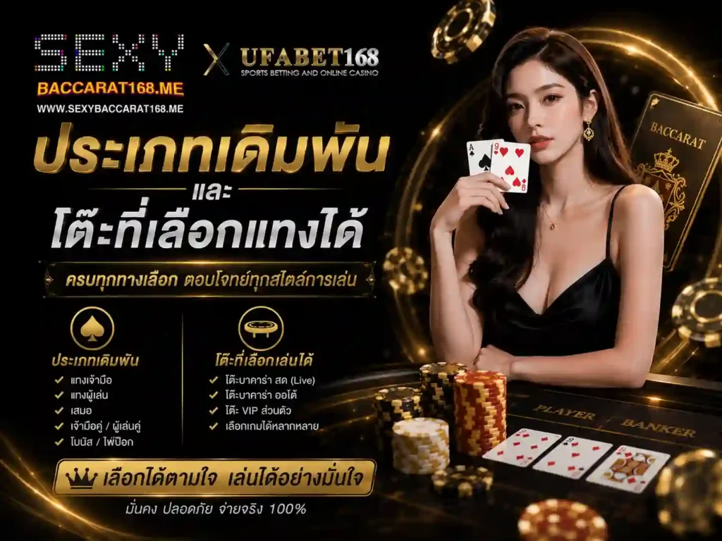 ประเภทเดิมพันและโต๊ะที่เลือกแทงได้