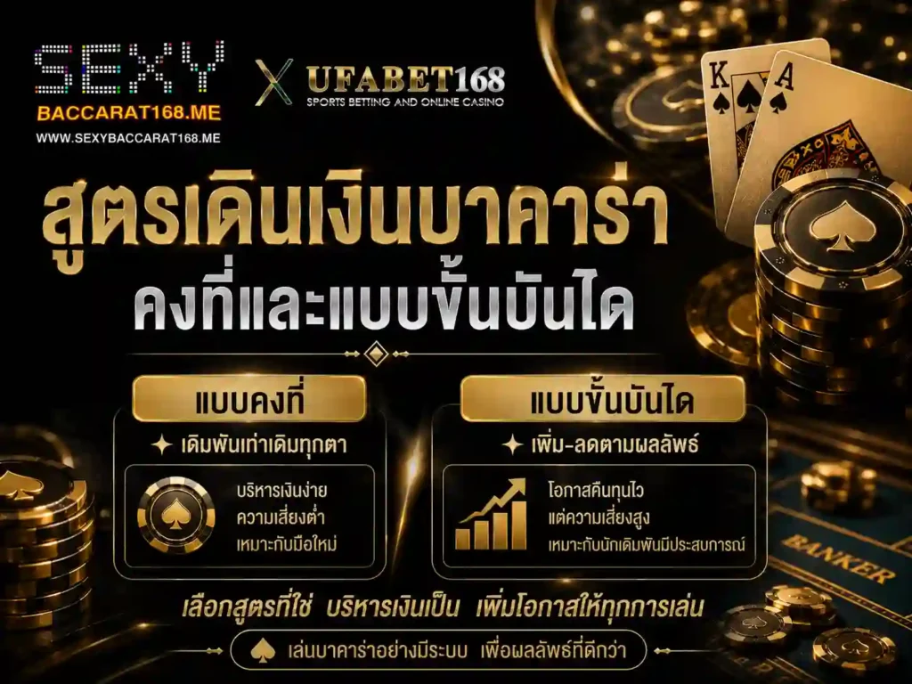 สูตรเดินเงินบาคาร่า คงที่และแบบขั้นบันได